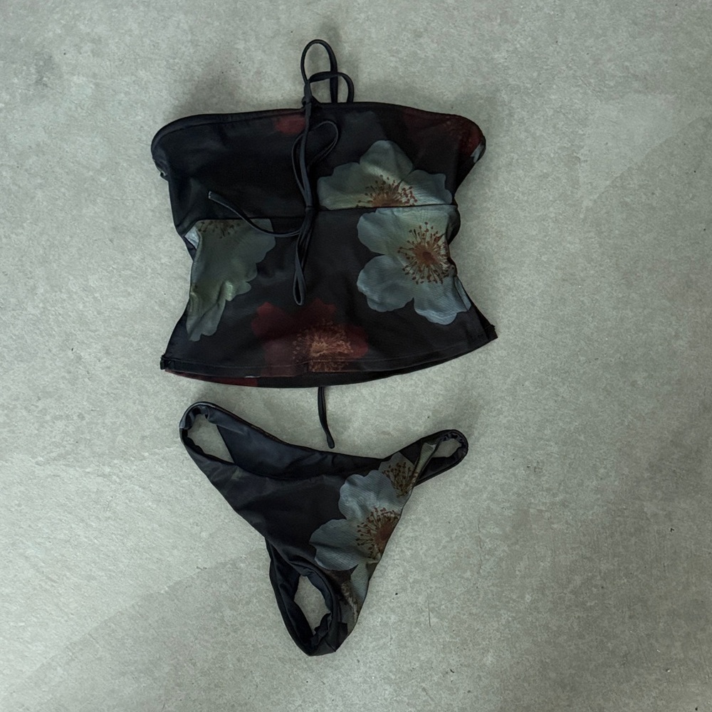 Floral Black Women's Swim Set
